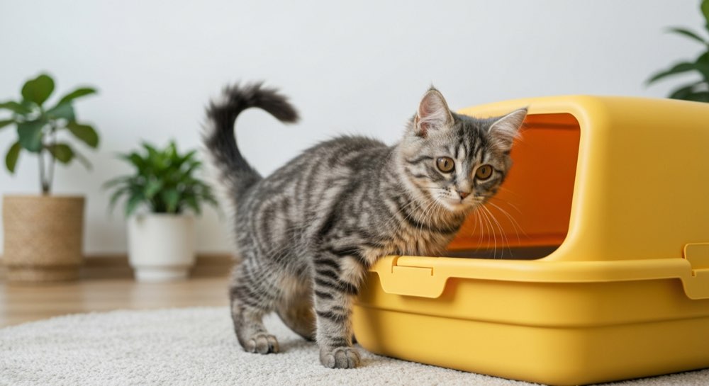 Jong katje in de kattenbak