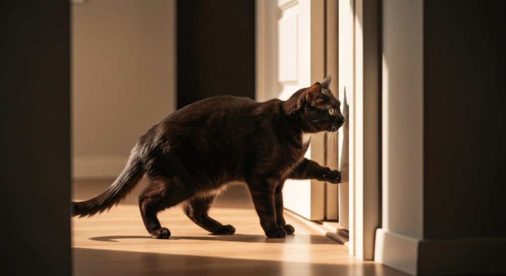 Kat markeert in huis