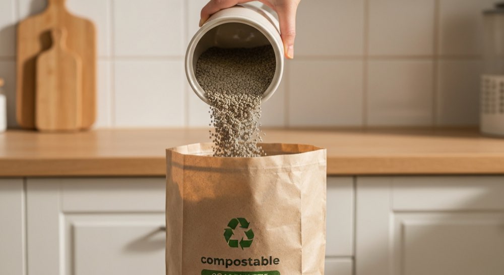 Kattenbakvulling weggooien