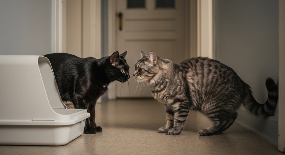 Twee katten maken kennis