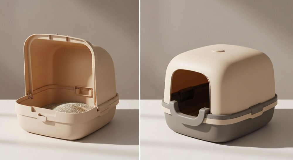 Open en gesloten kattenbak vergeleken