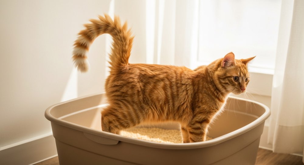 Kat plast over rand van bak